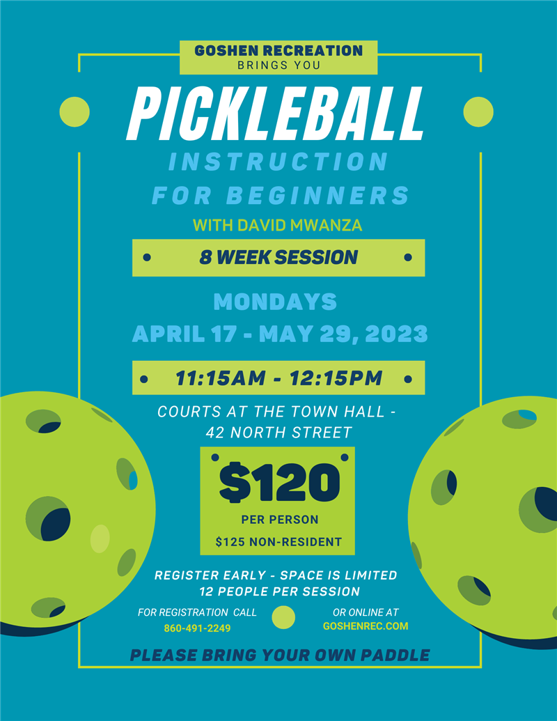 Goshen Recreation Department Pickleball Instruction